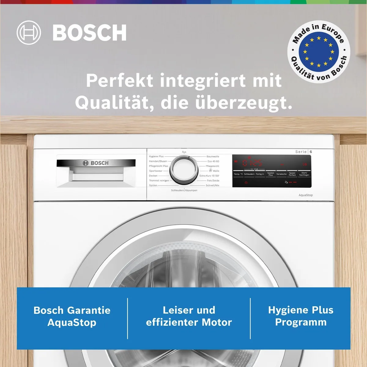 BOSCH WUU28T70 Waschmaschine, 8 kg, 1400 U/min, unterbaufähig, Speed Perfect, Hygiene Plus 2