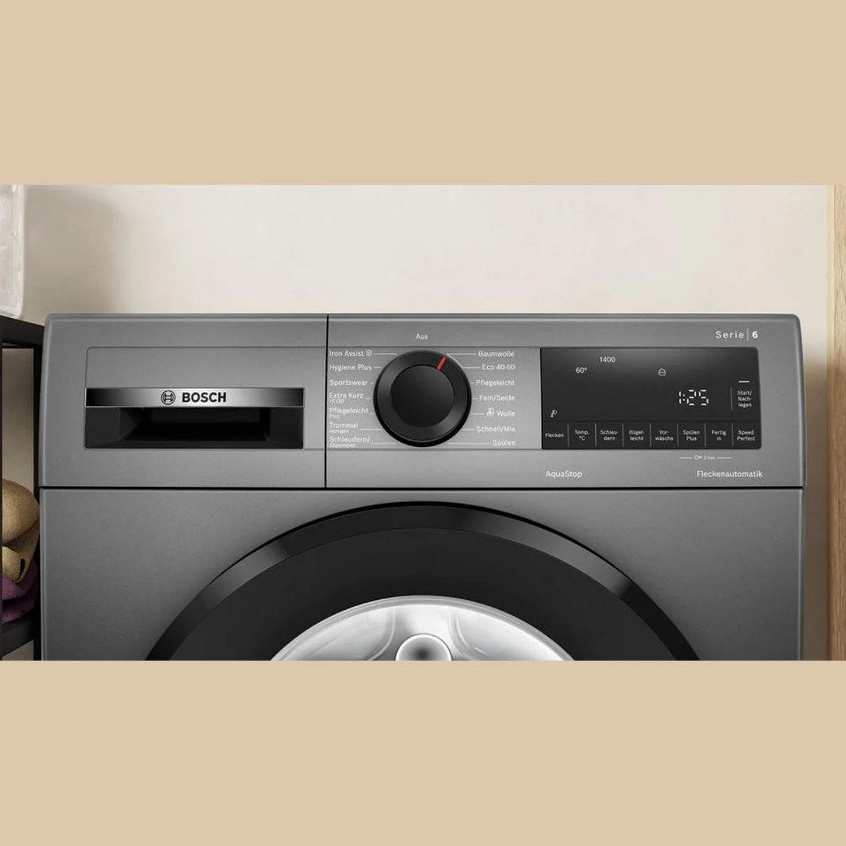 BOSCH Waschmaschine Serie 6 WGG244ZR10, 9 kg, 1400 U/min, Iron Assist, AquaStop 4