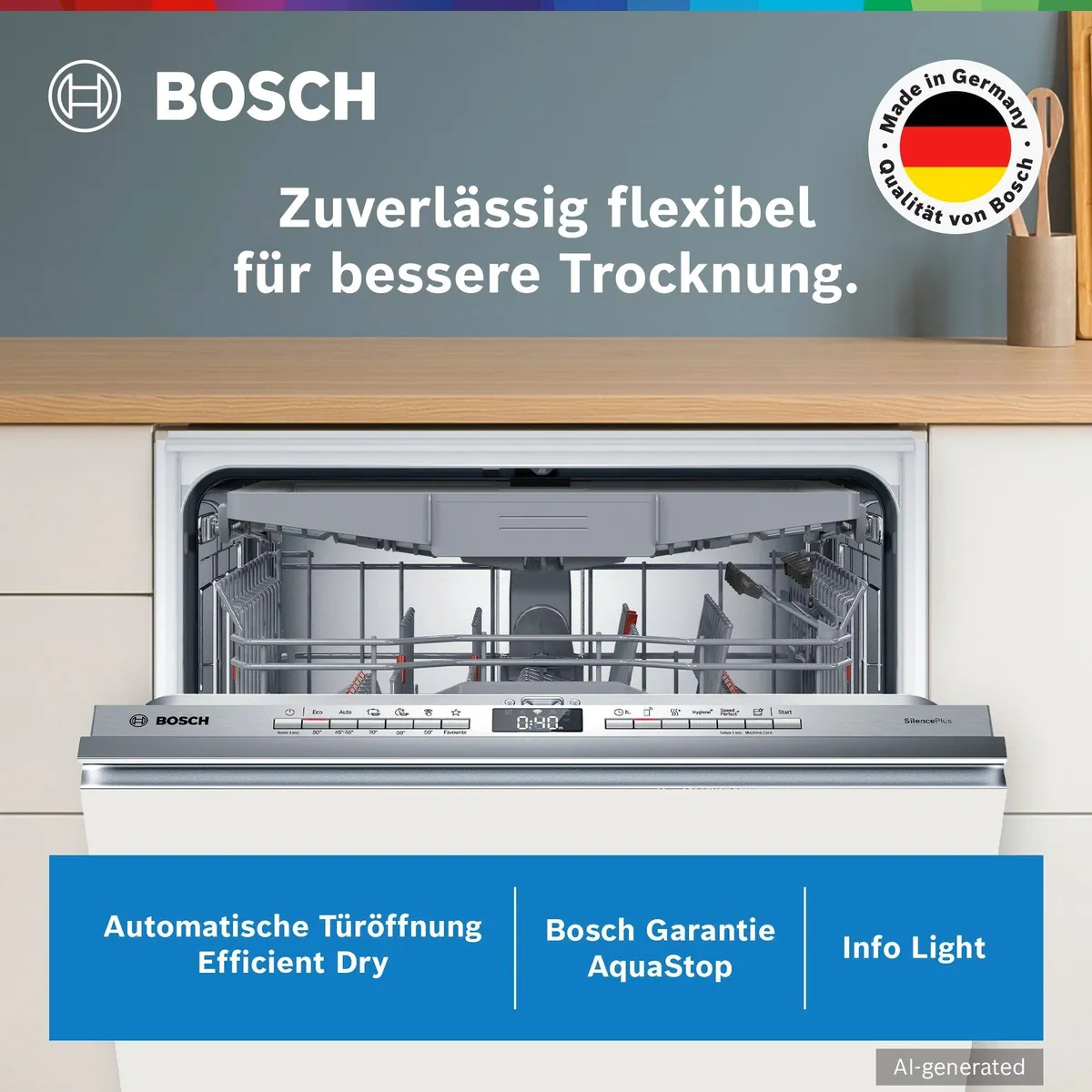 BOSCH SMV4ECX32E Geschirrspüler, 14 Maßgedecke, automatische Türöffnung, flexible Max Flex Körbe 2