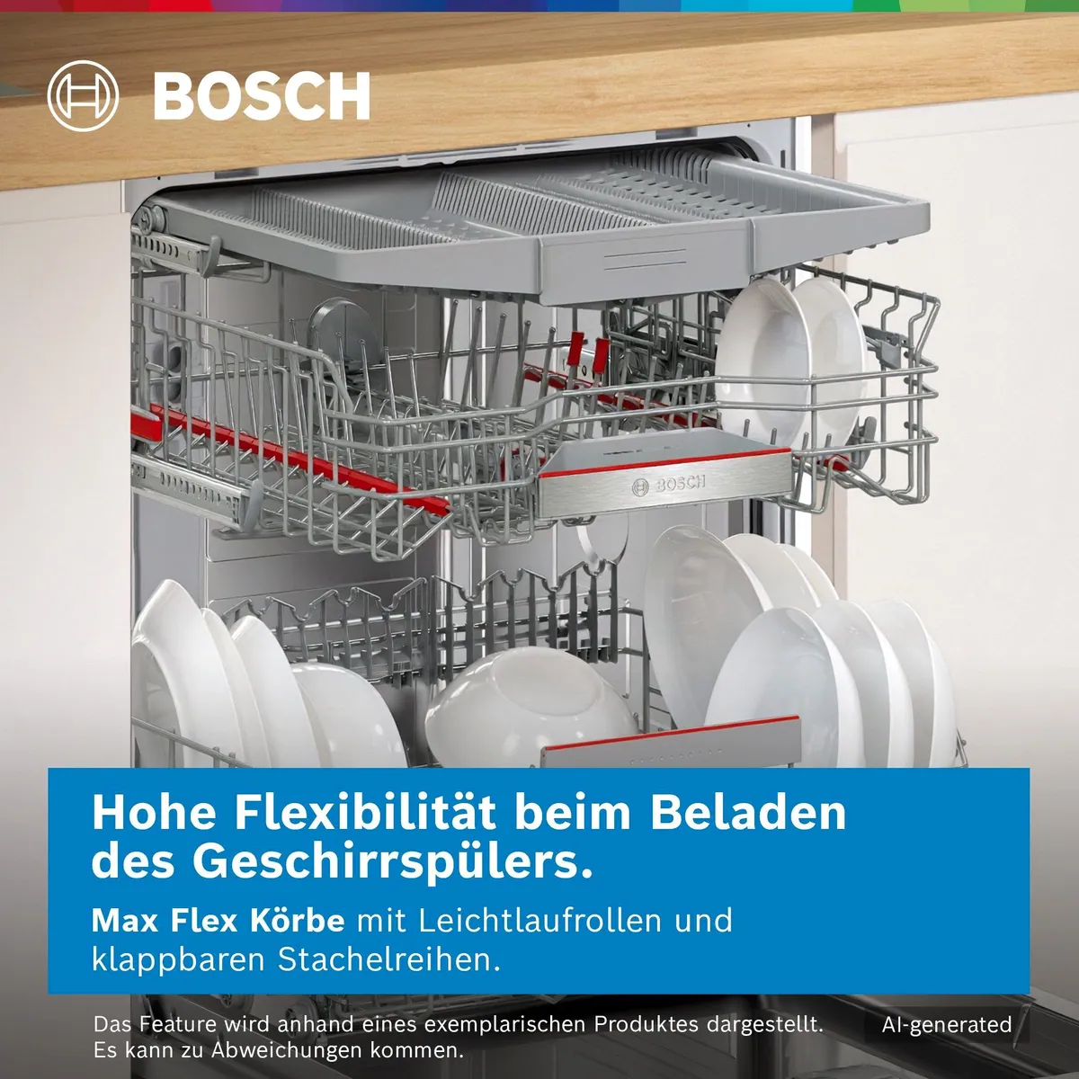 BOSCH SMV4ECX32E Geschirrspüler, 14 Maßgedecke, automatische Türöffnung, flexible Max Flex Körbe 3
