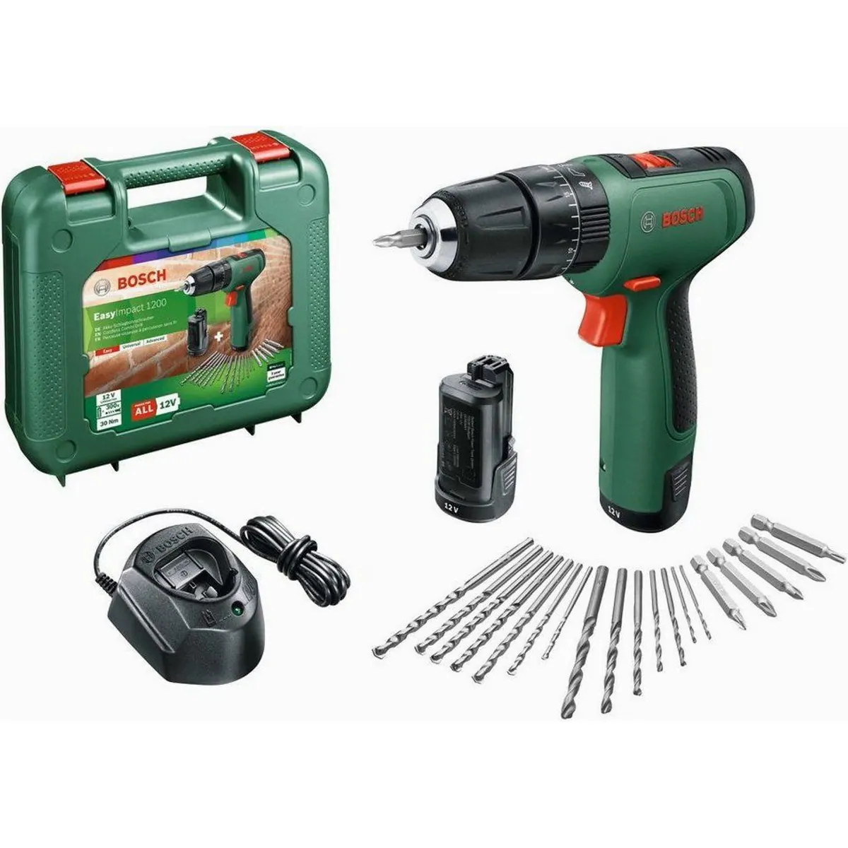 Bosch Home & Garden EasyImpact 1200, kompakt, leistungsstark, 2 Akkus inklusive