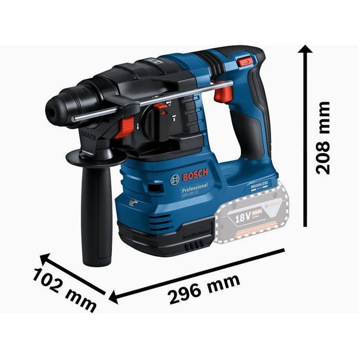 Bosch Professional GBH 18 V-22, kompakt, leistungsstark, ergonomisch — inkl. GDE 18 V-12 2