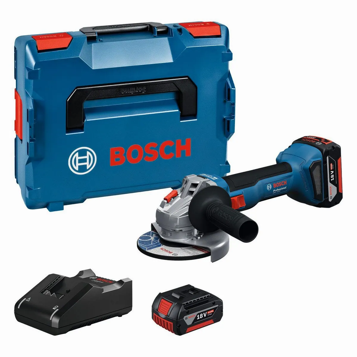 Bosch Professional GWS 18V-8 Akku-Winkelschleifer, kraftvoll und ergonomisch — inkl. 2x Akku 5,0Ah