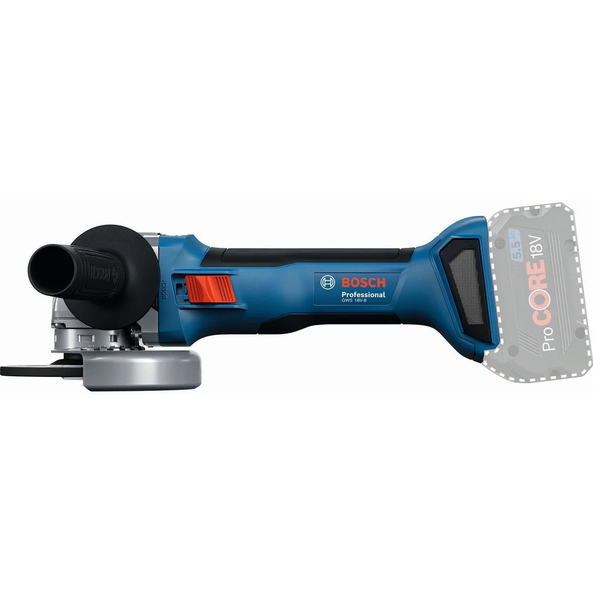 Bosch Professional GWS 18V-8 Akku-Winkelschleifer, kraftvoll und ergonomisch — inkl. 2x Akku 5,0Ah 4