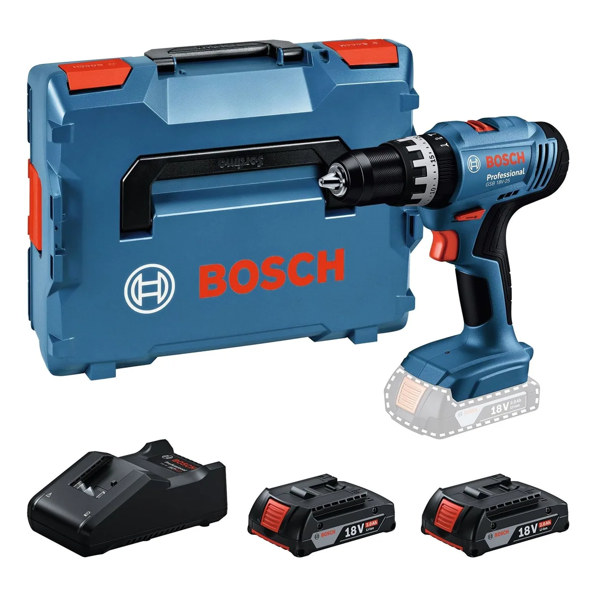 Bosch Professional GSB 18V-25, Akku-Schlagbohrschrauber mit 2 Akkus und Ladegerät 4