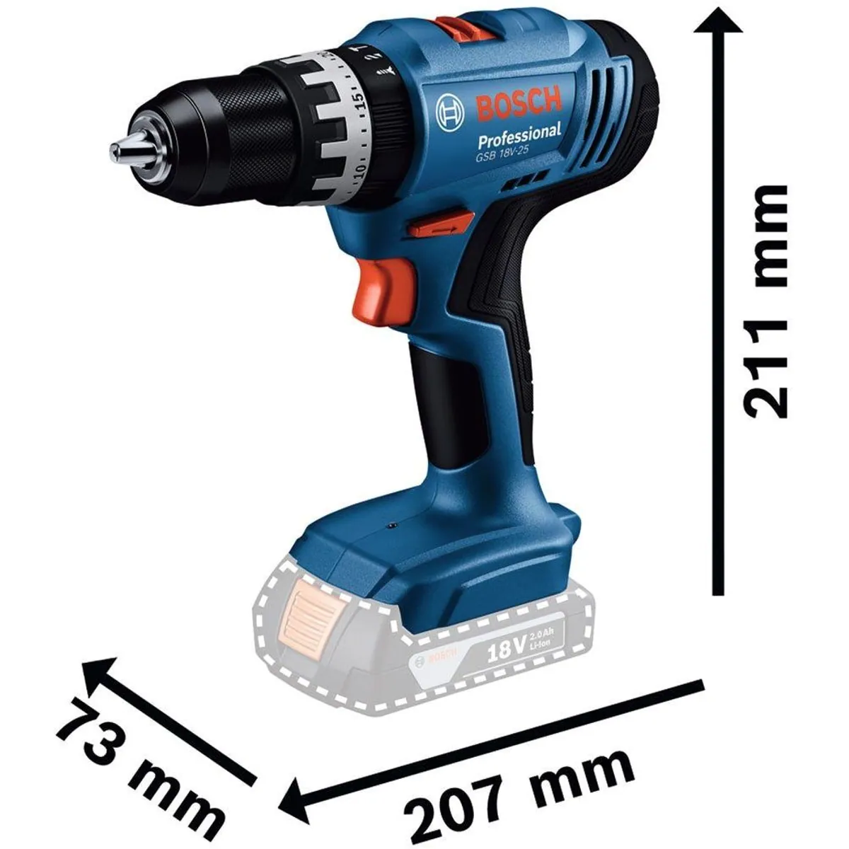 Bosch Professional GSB 18V-25, Akku-Schlagbohrschrauber, hohe Leistung, vielseitig einsetzbar, inkl. 2 Akkus 5