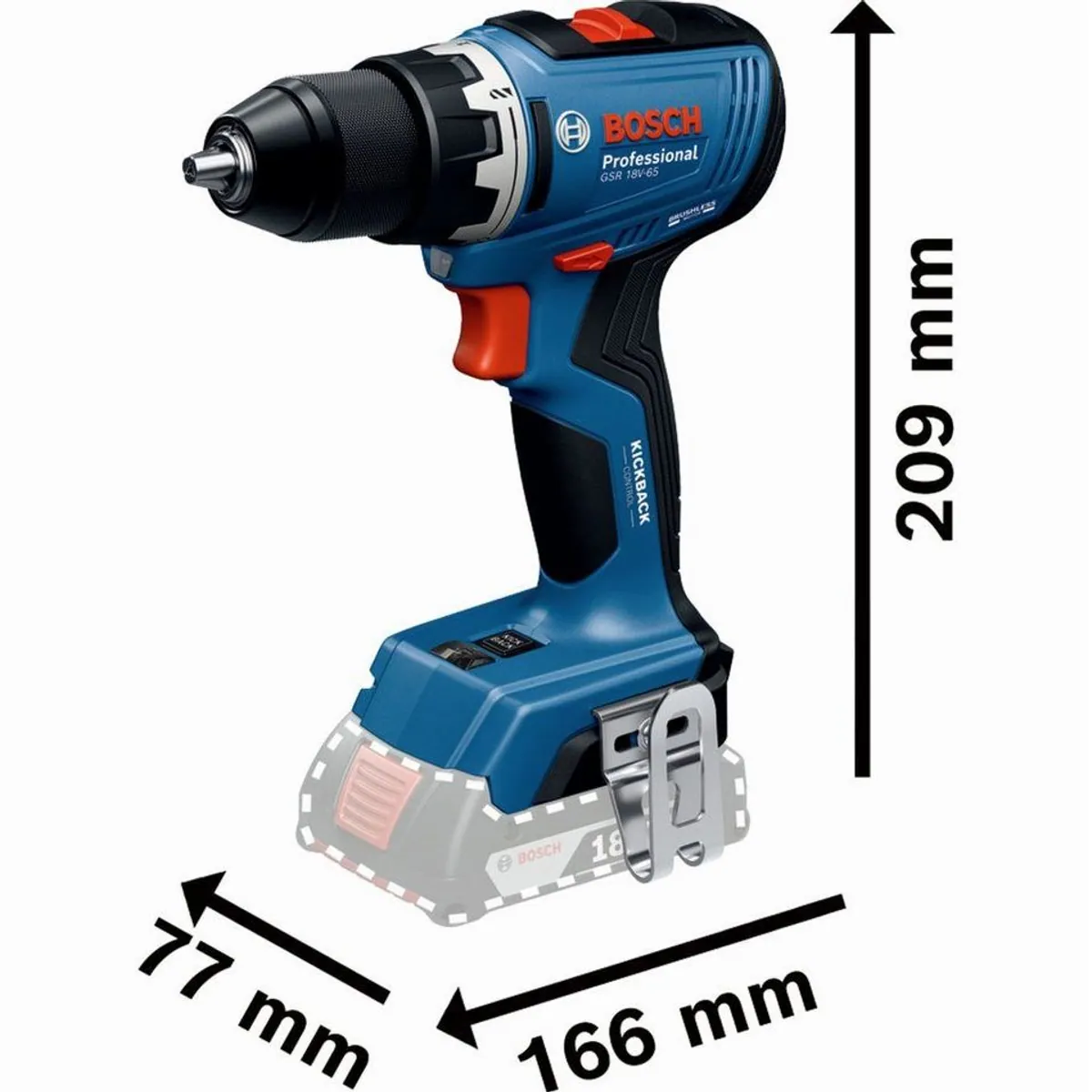 Bosch Professional Combo Kit, Akku-Bohrschrauber 18V, Bohrhammer 18V, 65 Nm Drehmoment 2