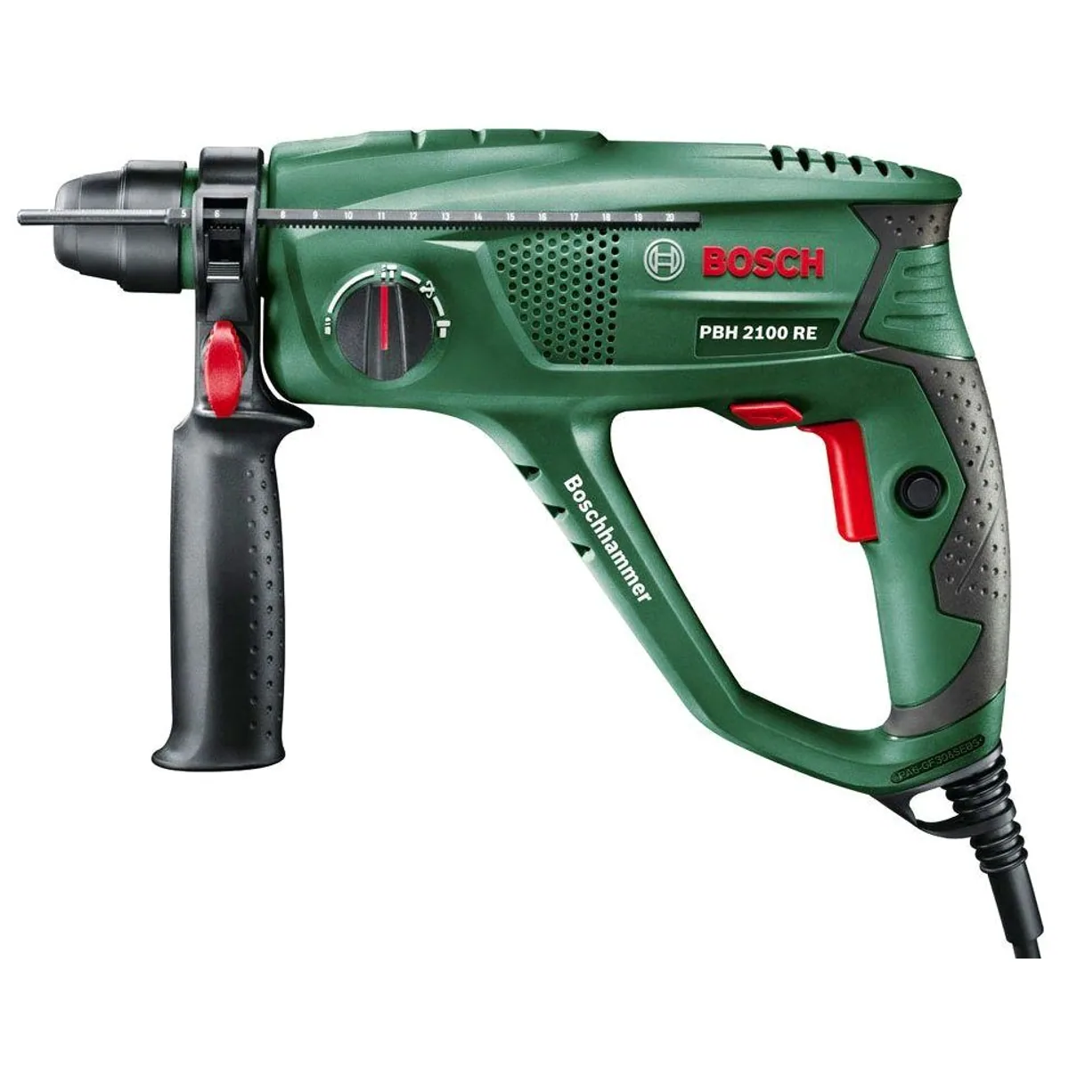 Bosch Home & Garden Bohrhammer PBH 2100 RE, kraftvoller 550-W-Motor, SDS plus-Bohrfutter, Vario Lock 2
