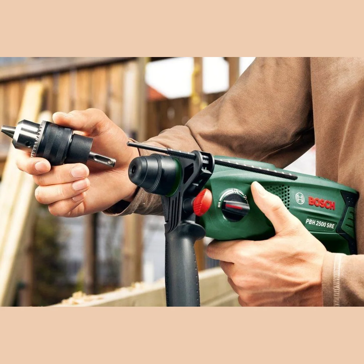 Bosch Home & Garden Bohrhammer PBH 2500 SRE, kraftvoller 600-W-Motor, vielseitige Meißelfunktion 2