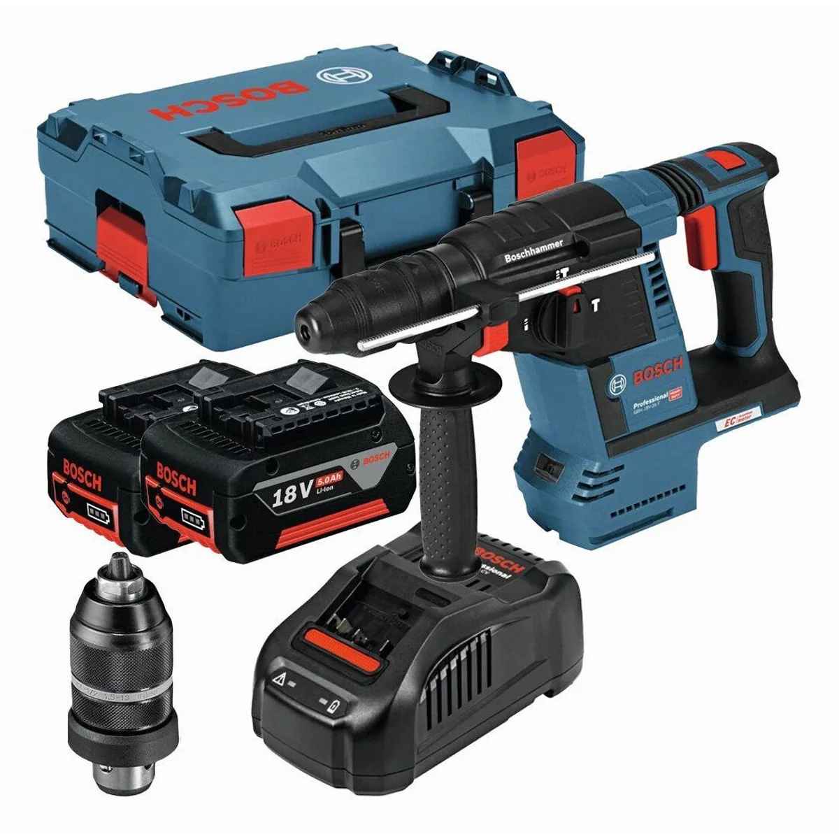 Bosch Professional GBH 18V-26F Akku-Kombibohrhammer, 18 V, SDS plus, 2x 5 Ah Akkus
