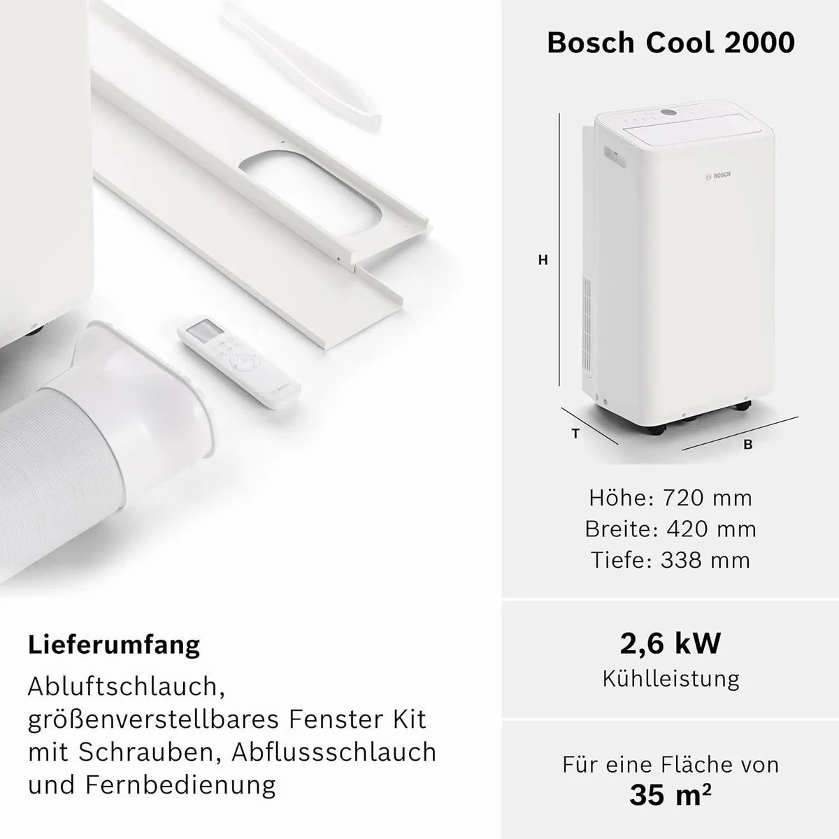 BOSCH Klimagerät Home Comfort Cool, Kühlung, Entfeuchtung, Ventilation 3