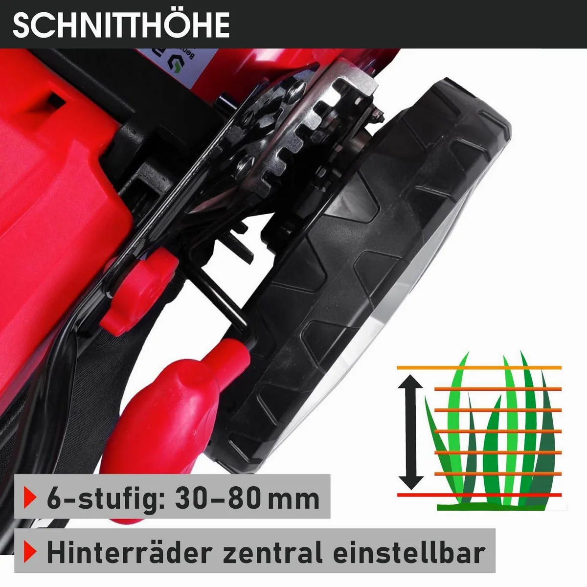 BRAST Benzinrasenmäher 4,76PS RED LINE, Antrieb, 46 cm Schnittbreite, TÜV geprüft 4