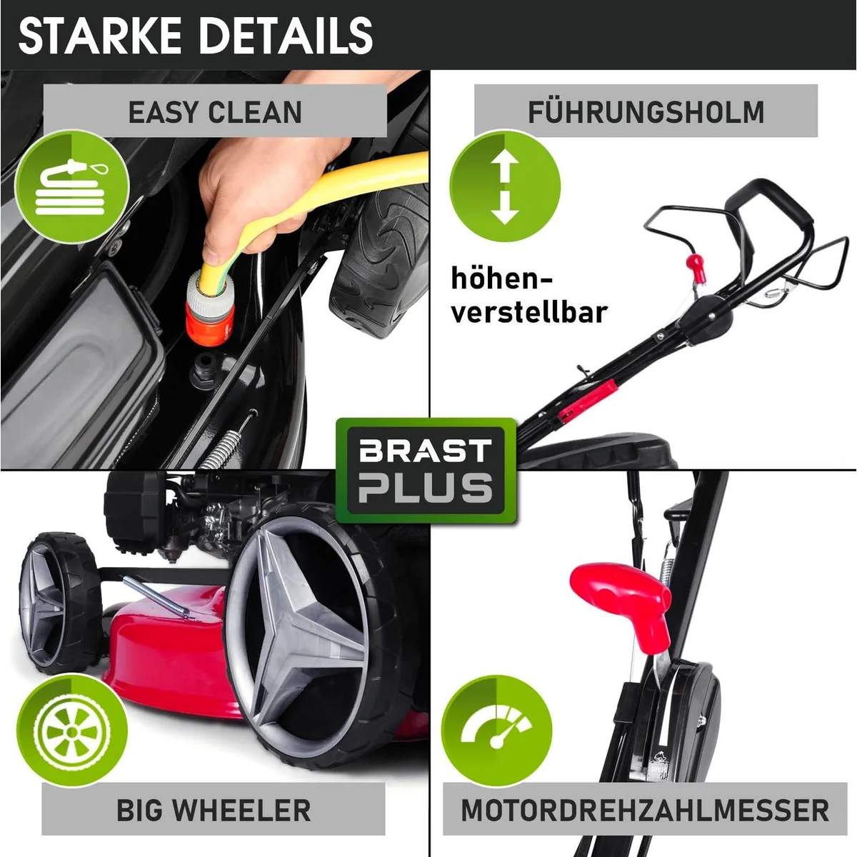 BRAST Benzinrasenmäher 7PS RED LINE, 51 cm Schnittbreite, TÜV geprüft, 4-Takt OHV Motor 3