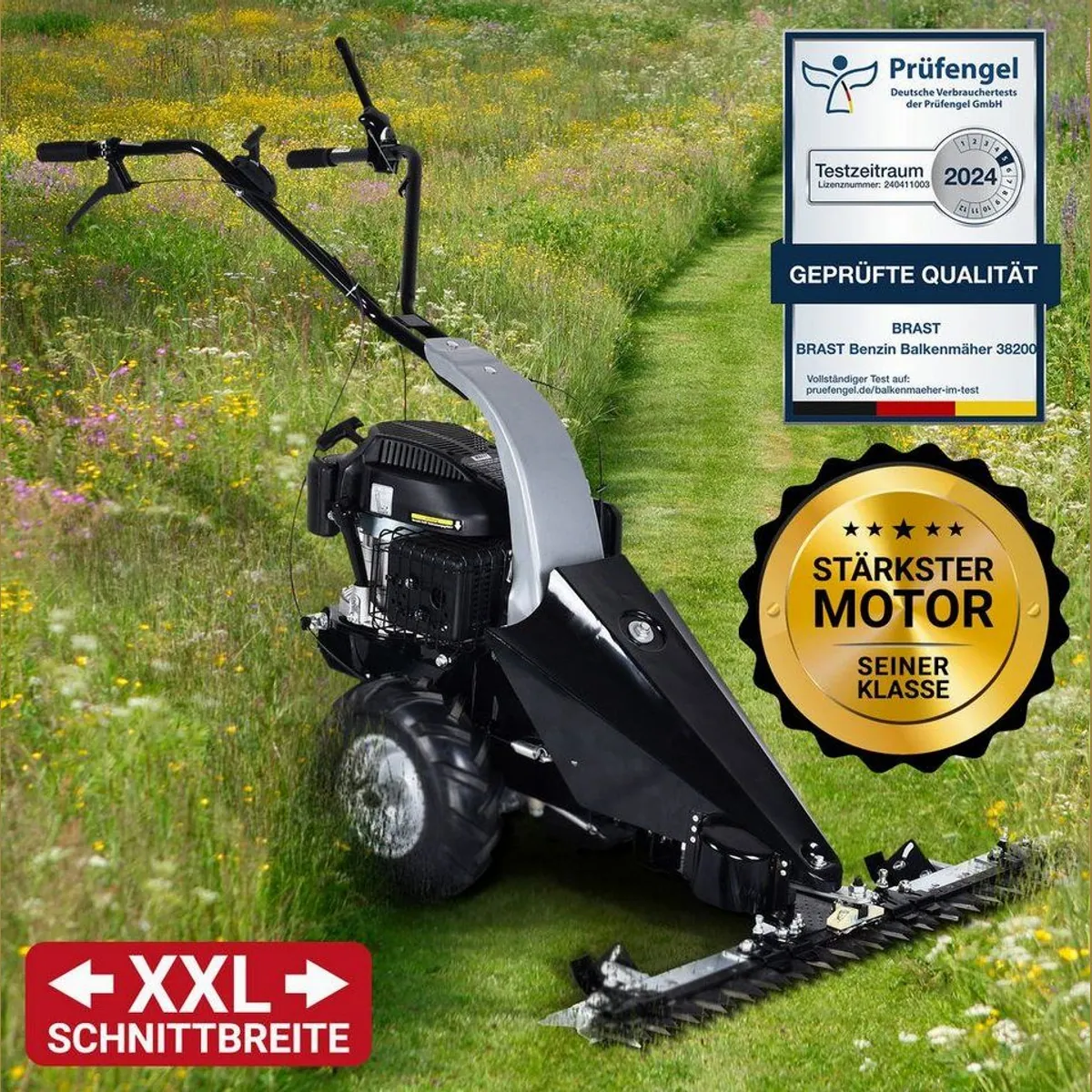 BRAST Benzin Balkenmäher 38200, kraftvoller 4-Takt Motor, 97 cm Schnittbreite, Luftbereifung 2