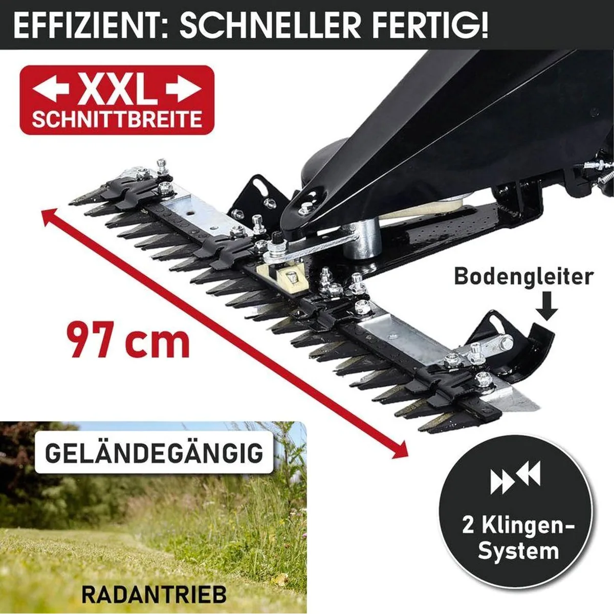 BRAST Benzin Balkenmäher 38200, kraftvoller 4-Takt Motor, 97 cm Schnittbreite, Luftbereifung 4