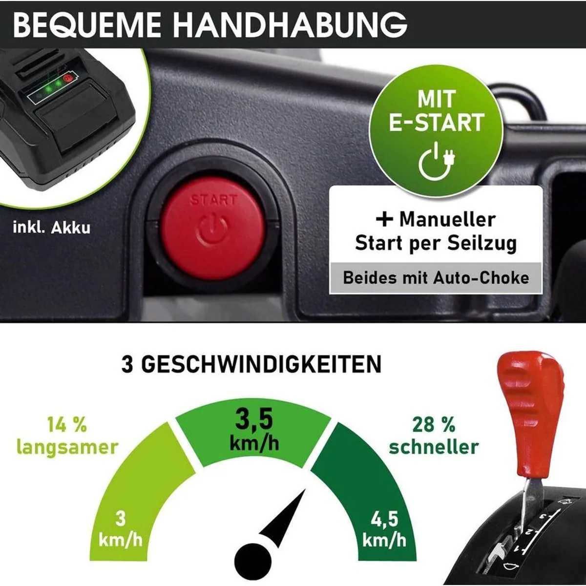 BRAST Trike Benzinrasenmäher, 5,2 kW Leistung, Elektrostart, 53 cm Schnittbreite 3