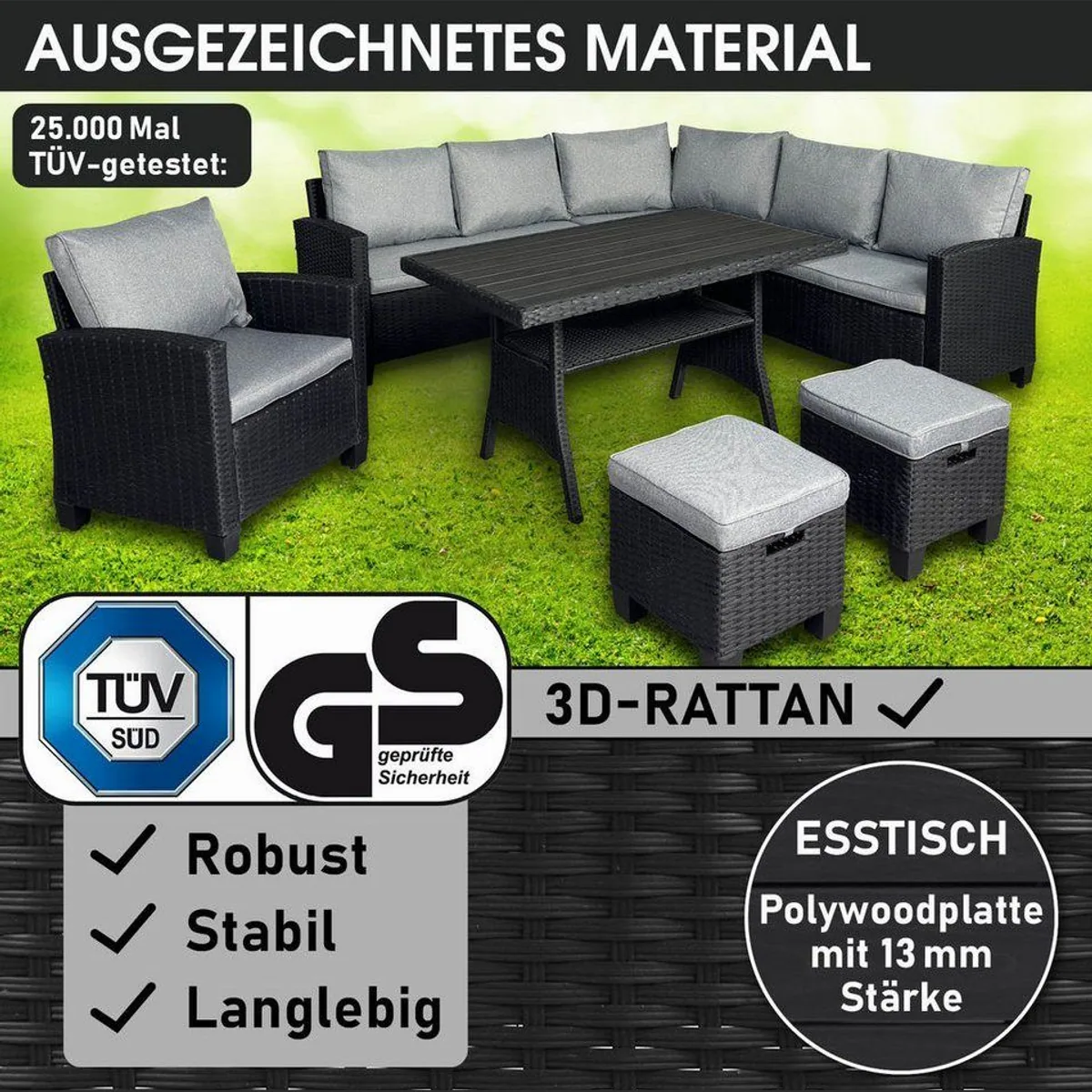 BRAST Gartenlounge-Set Hacienda, TÜV-geprüft, bis zu 10 Personen, inkl. Kissen & Abdeckung 2