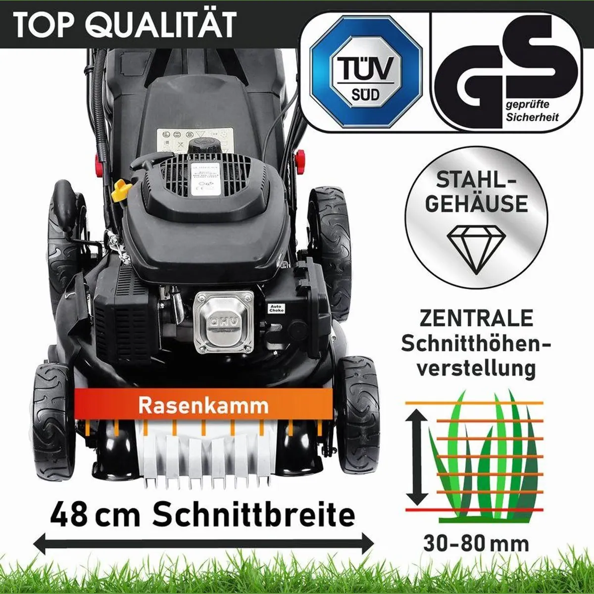 BRAST Benzinrasenmäher 19224 E-START, 4-Takt Motor, E-Start, 48 cm Schnittbreite 5