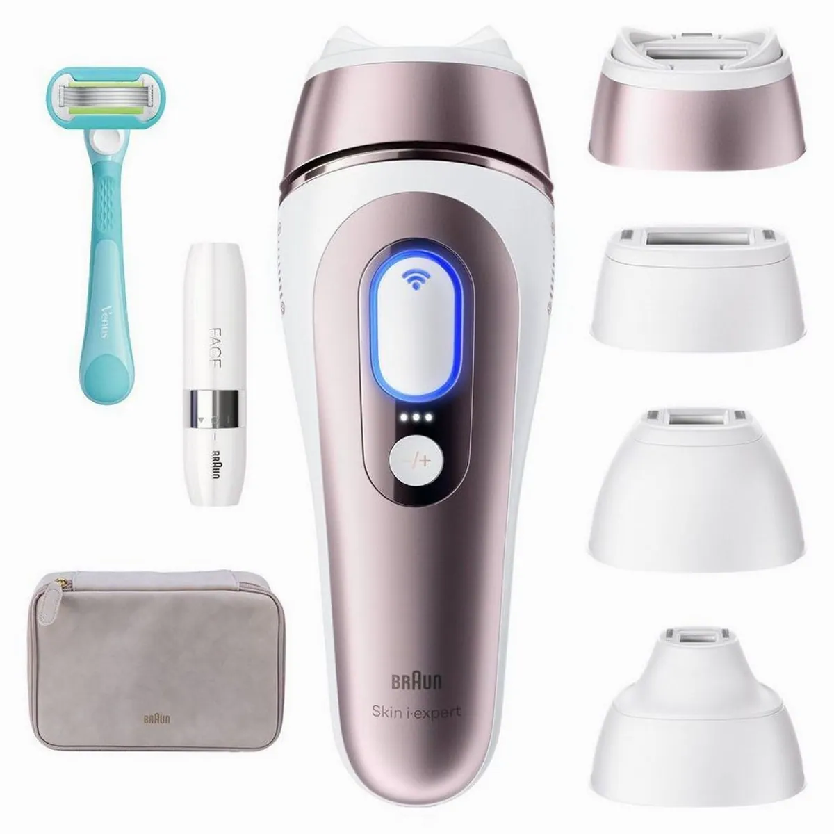 Braun IPL-Haarentferner Smart Skin i·expert PL7432, 4 Aufsätze, Mini-Gesichtsrasierer, Tasche 2