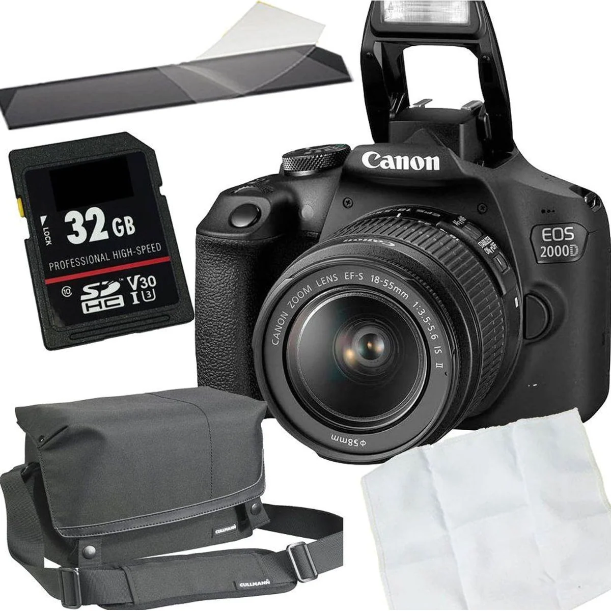 Canon EOS 2000D + EF-S 18-55mm, umfassendes Set für Einsteiger