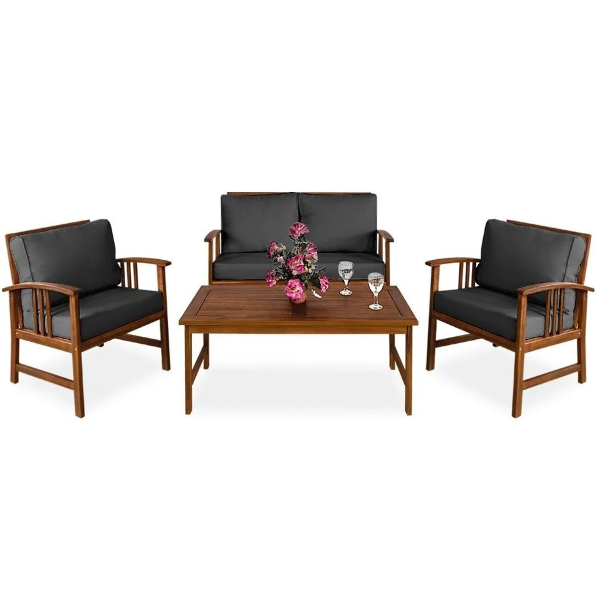 Casaria Loungeset Atlas, witterungsbeständig, 300 kg Belastbarkeit, Akazienholz, edles Design