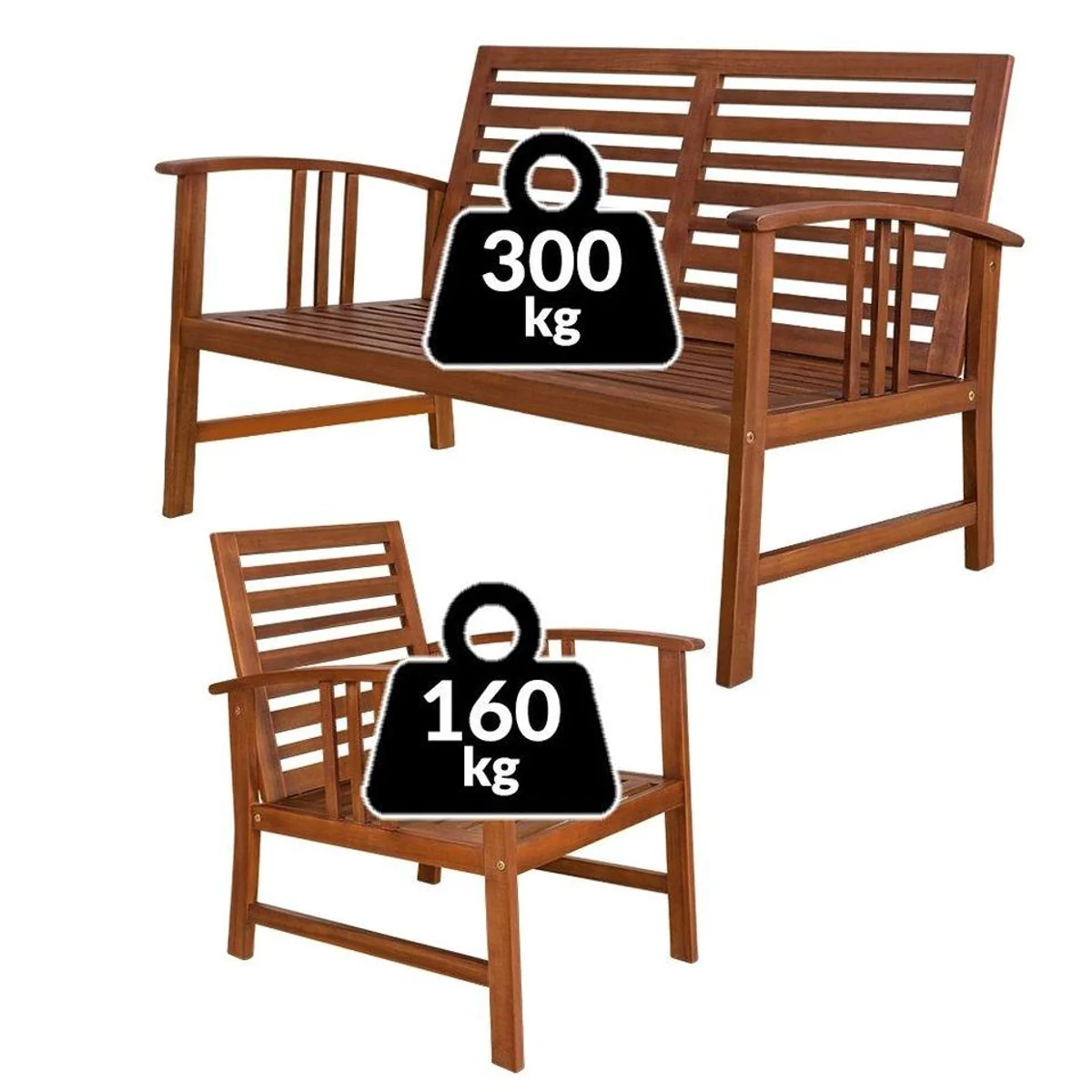 Casaria Loungeset Atlas, witterungsbeständig, 300 kg Belastbarkeit, Akazienholz, edles Design 2
