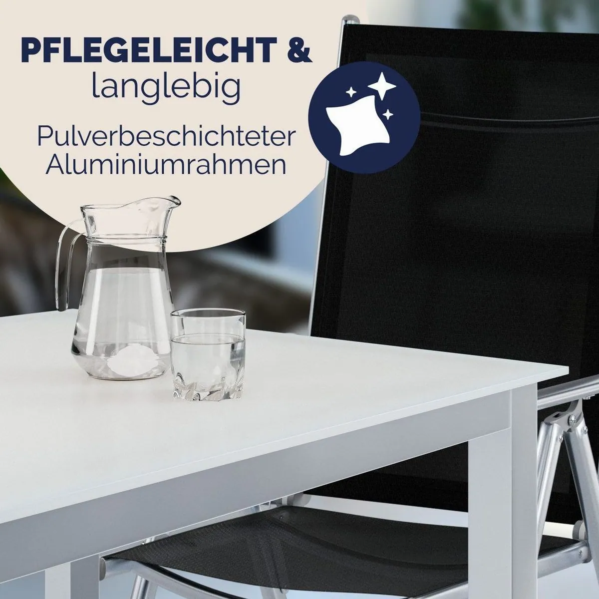 Casaria Garten-Essgruppe Bern, 9-teilig, Aluminium, Sicherheitsglas, klappbare Stühle 4