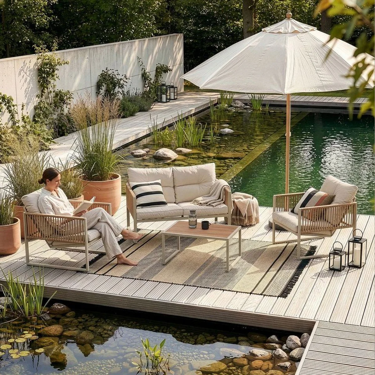 casa.pro Gartenlounge-Set, stilvolles 4-teiliges Design, witterungsbeständig und komfortabel 2