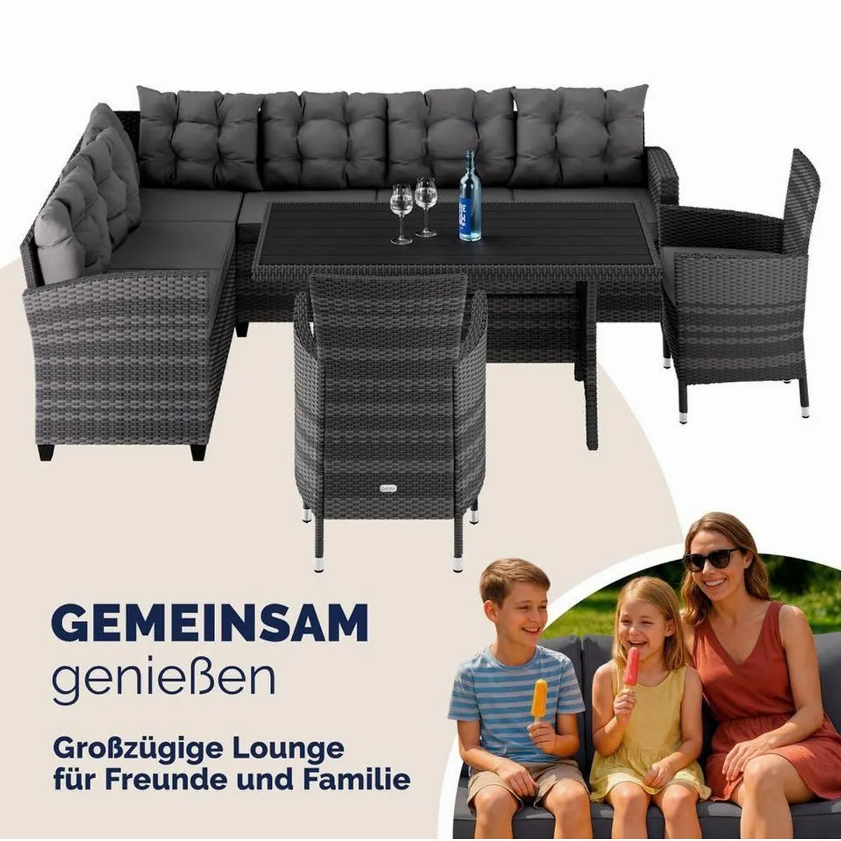 Casaria Gartenlounge-Set Lissabon, stilvolles Design, hoher Sitzkomfort, wetterfest 5