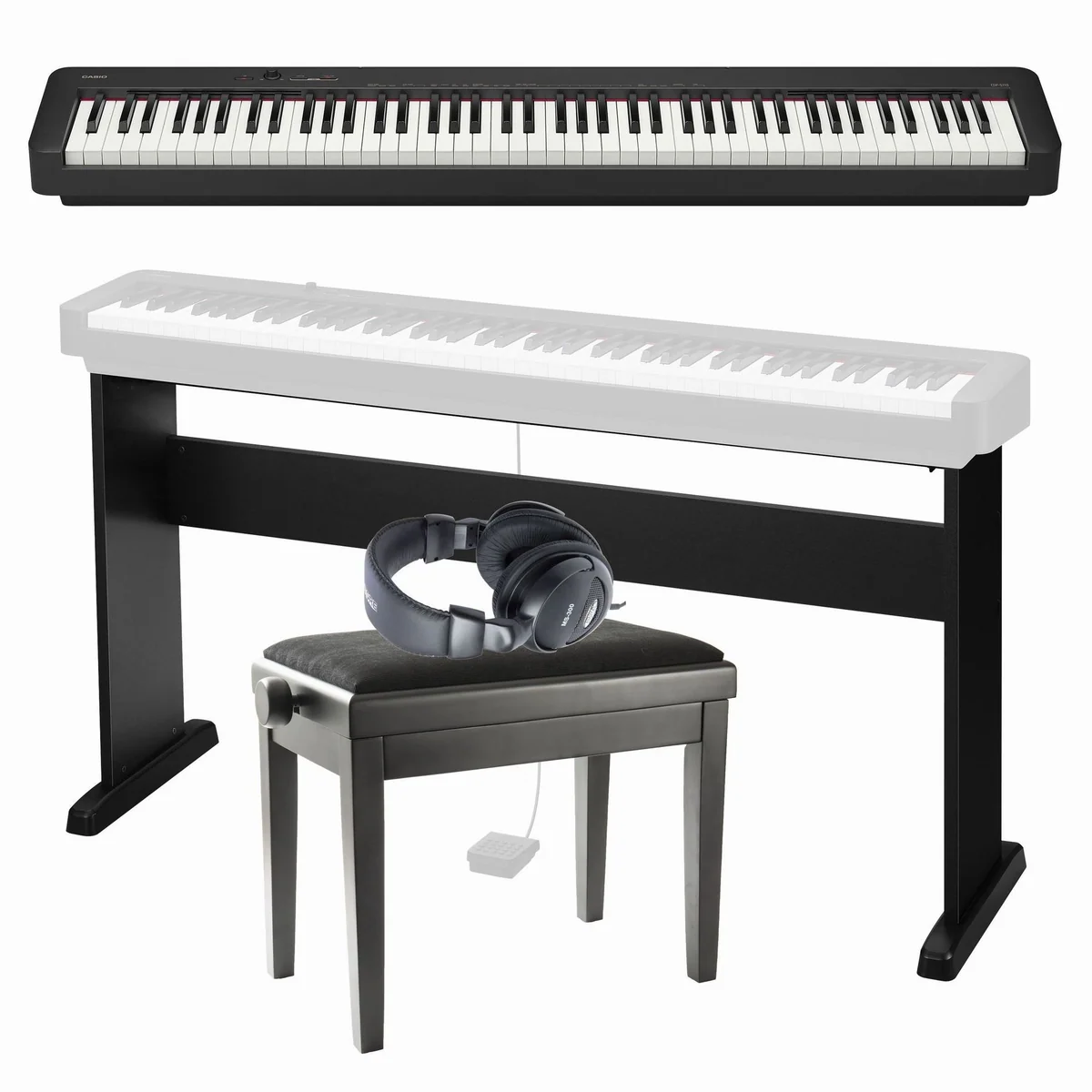 CASIO CDP-S110 BK Deluxe, 88 Tasten Hammermechanik, USB MIDI, 10 Sounds, inkl. Ständer & Bank