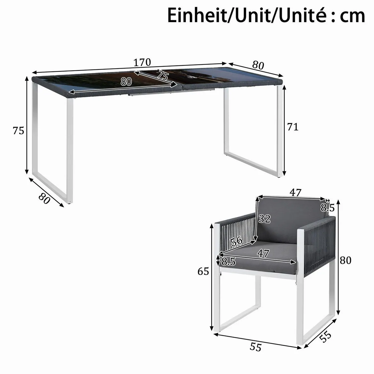 Celya Gartenlounge-Set, 6-Personen-Essgruppe mit abnehmbaren Bezügen 2