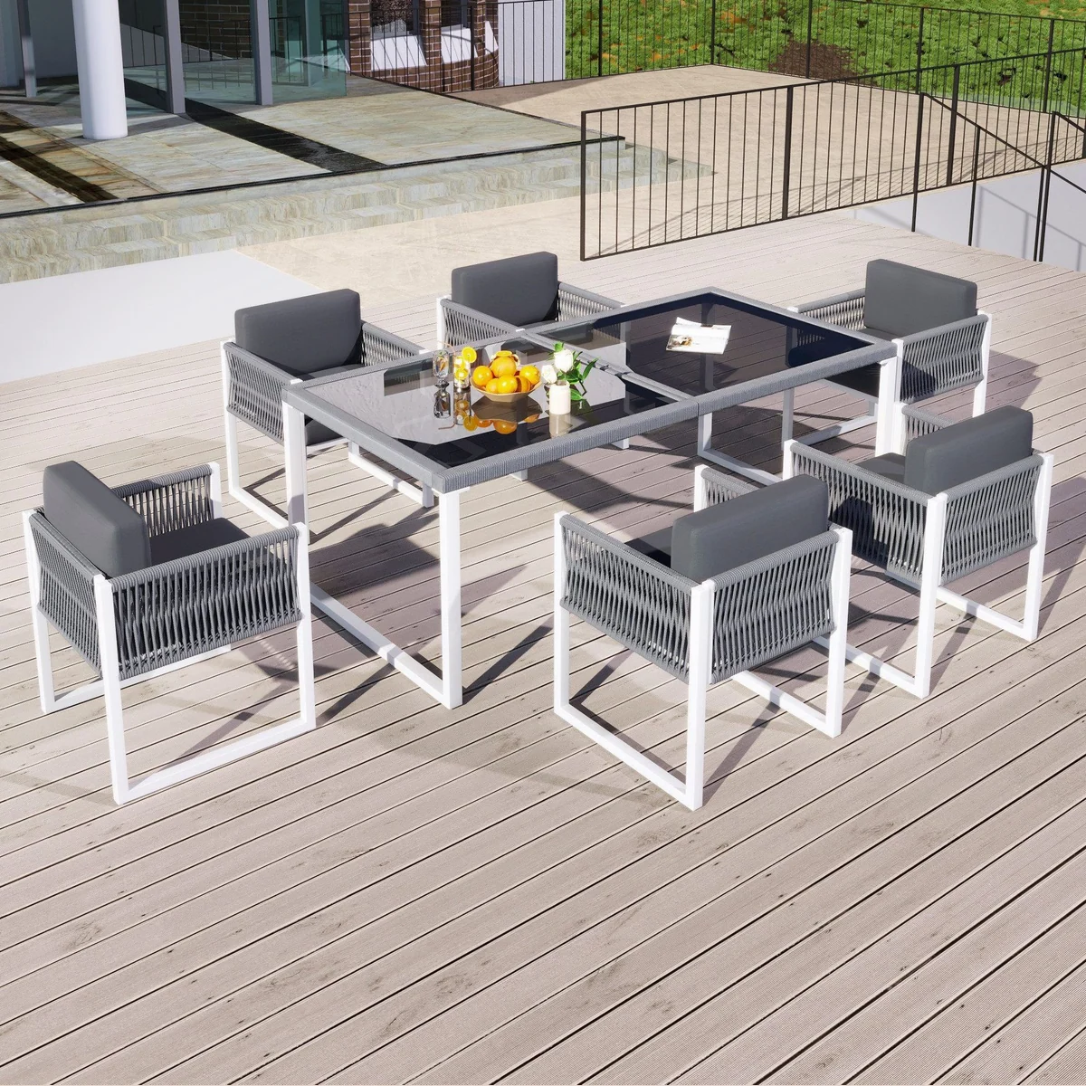 Celya Gartenlounge-Set, 6-Personen-Essgruppe mit abnehmbaren Bezügen 4