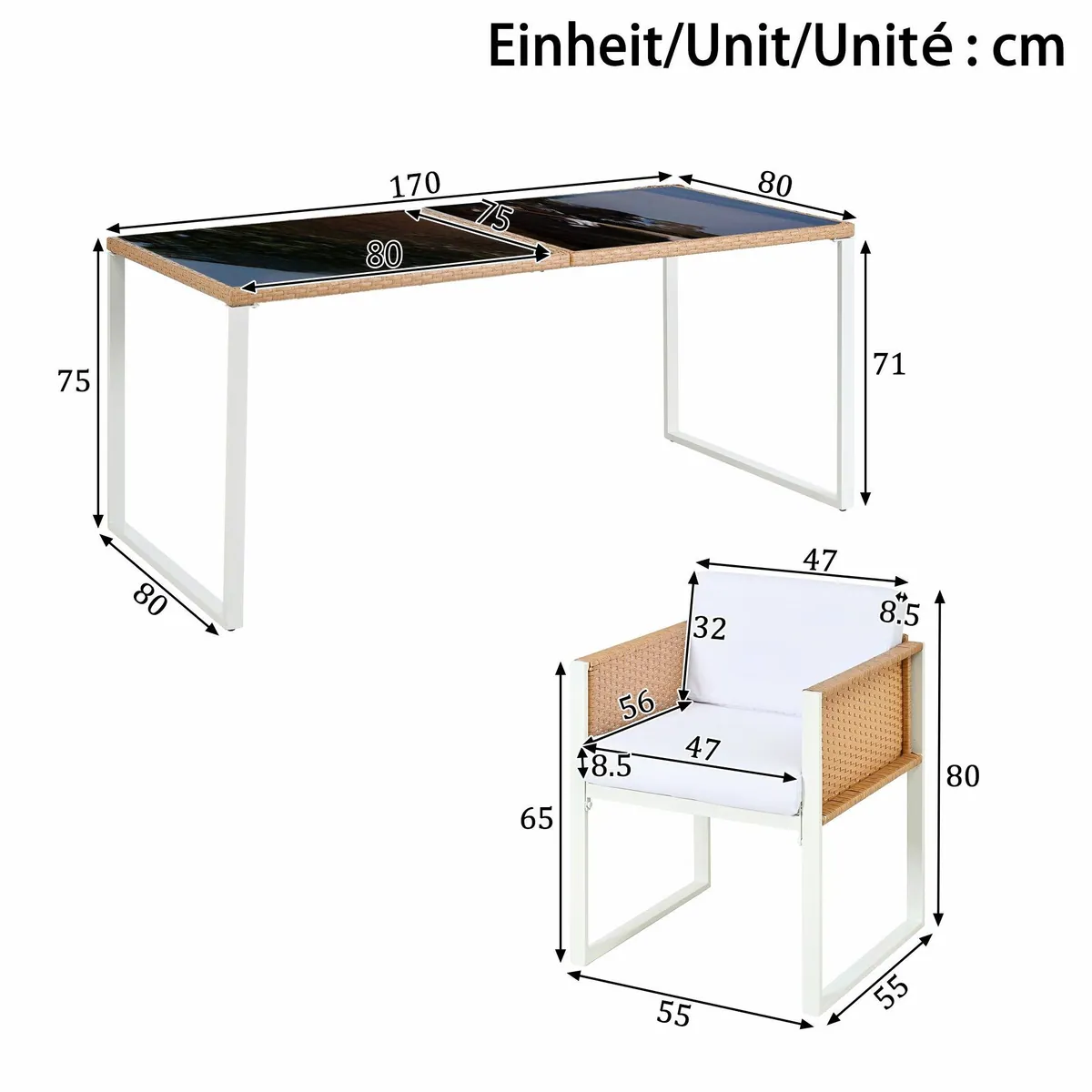 Celya Gartenlounge-Set, Aluminium-Rattan mit Esstisch für 6 Personen 2