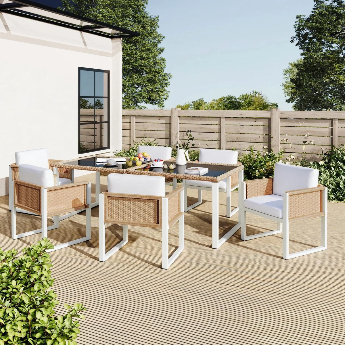 Celya Gartenlounge-Set, Aluminium-Rattan mit Esstisch für 6 Personen 4