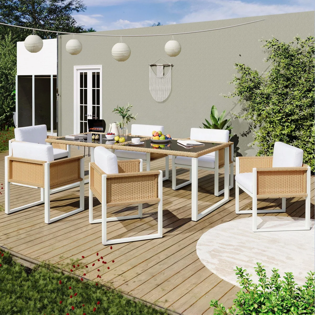 Celya Gartenlounge-Set, Aluminium-Rattan mit Esstisch für 6 Personen 5