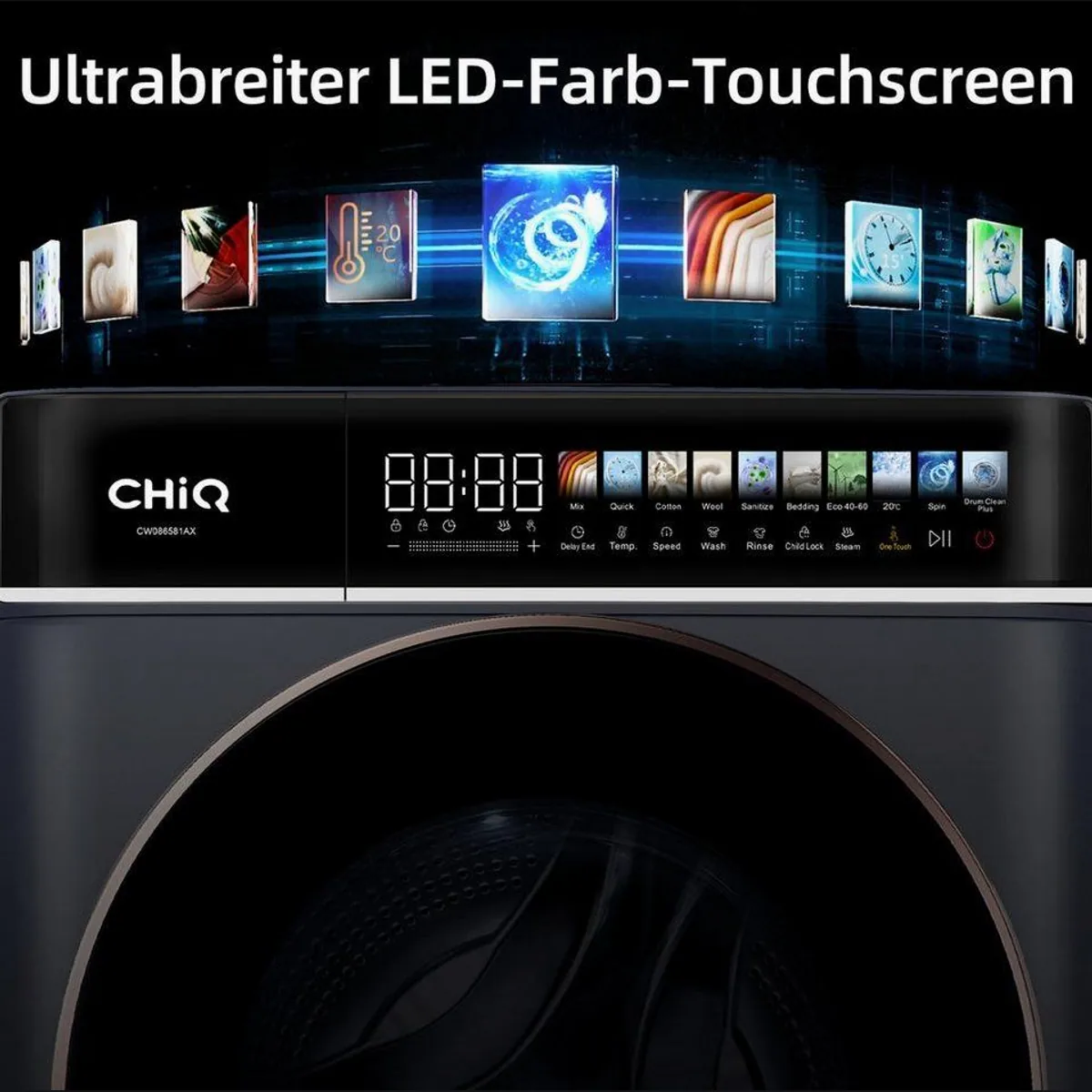 CHiQ CW086581AX Waschmaschine, 8 kg, 1400 U/min, Energieeffizienz A-15% 3