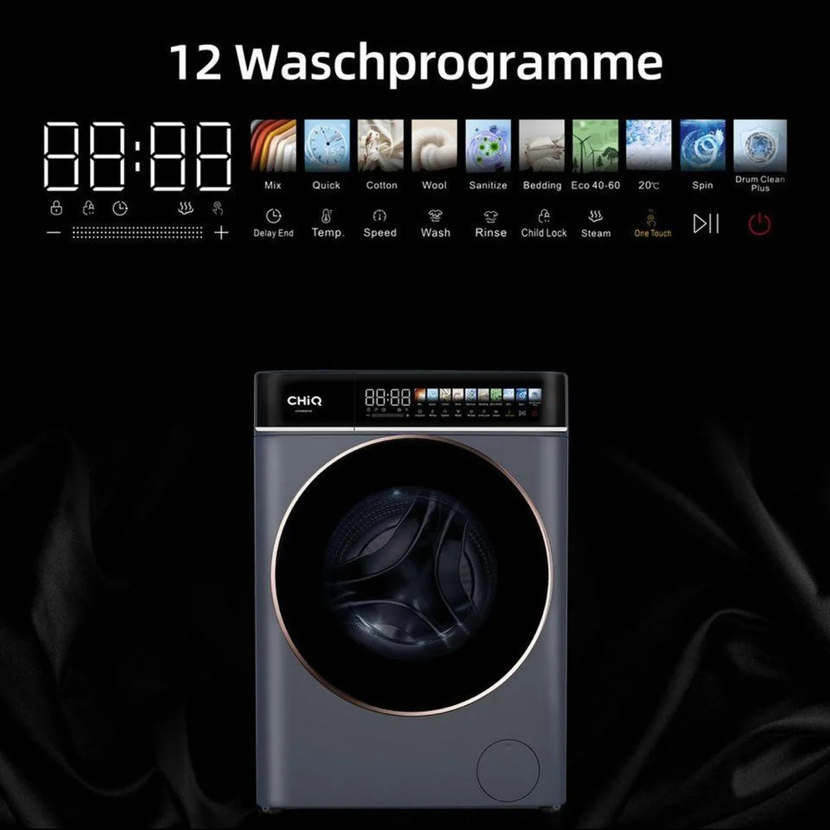 CHiQ CW086581AX Waschmaschine, 8 kg, 1400 U/min, Energieeffizienz A-15% 4
