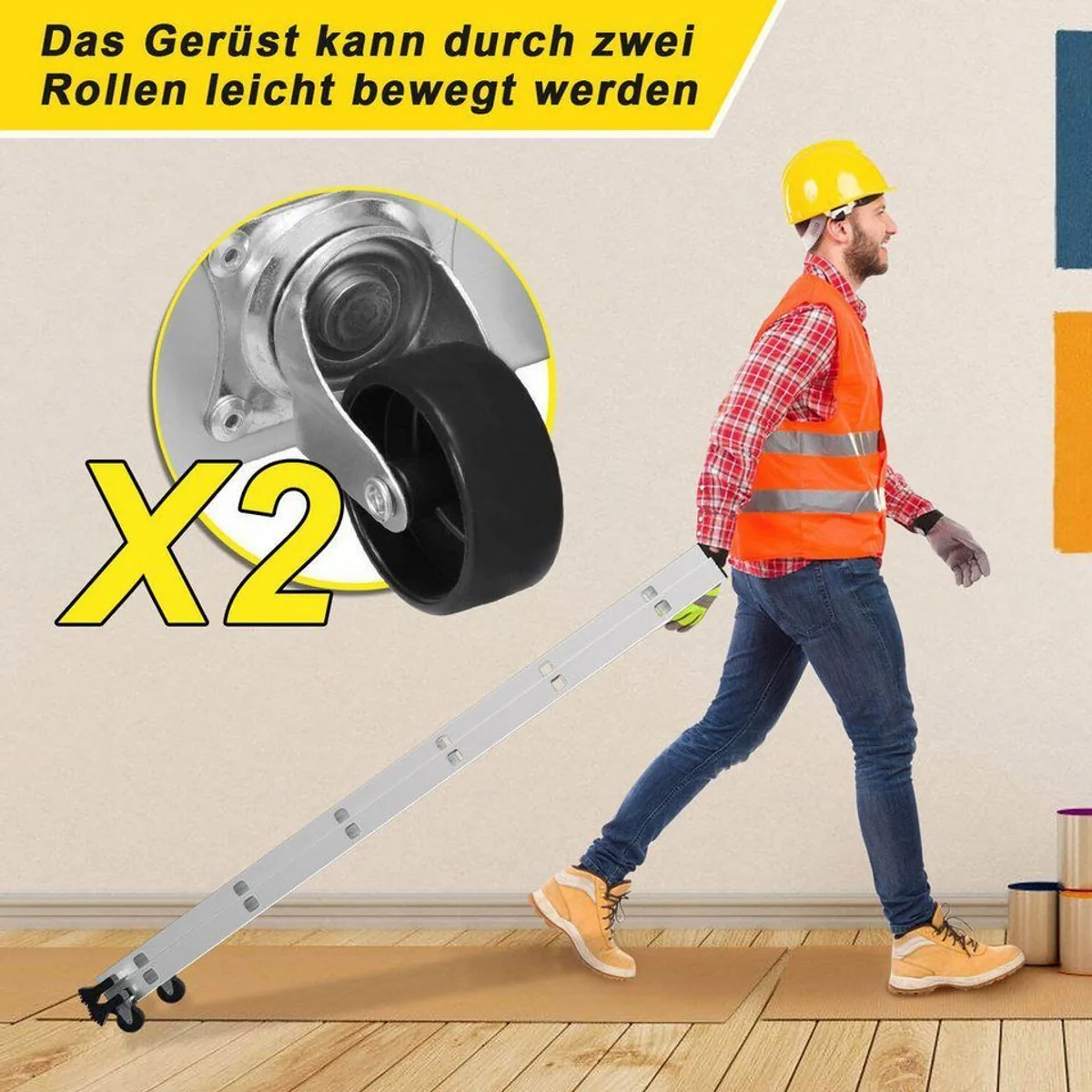 Clanmacy 4-in-1 Arbeitsgerüst, Aluminium Mehrzweckleiter mit Plattform 2