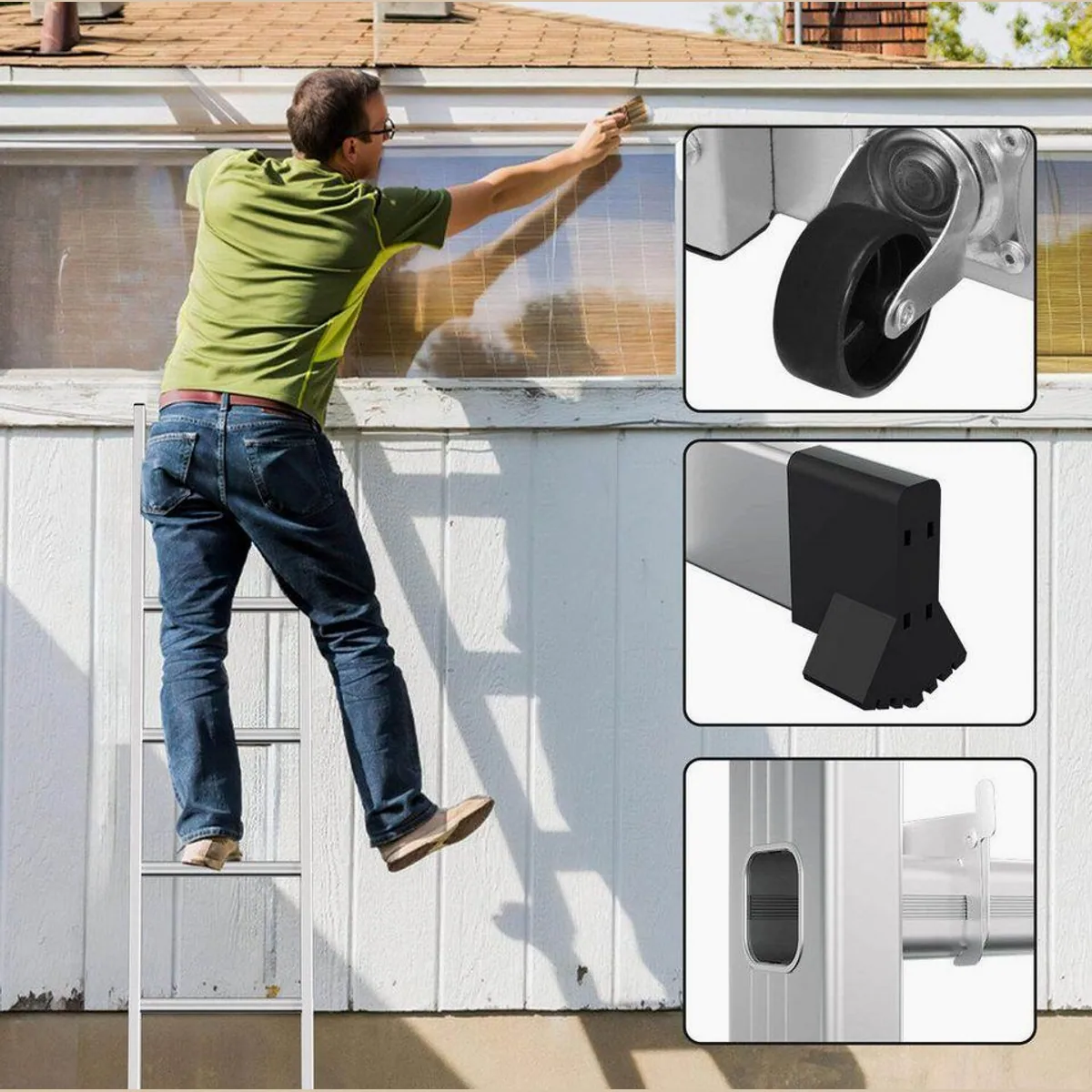 Clanmacy 4-in-1 Arbeitsgerüst, Aluminium Mehrzweckleiter mit Plattform 3