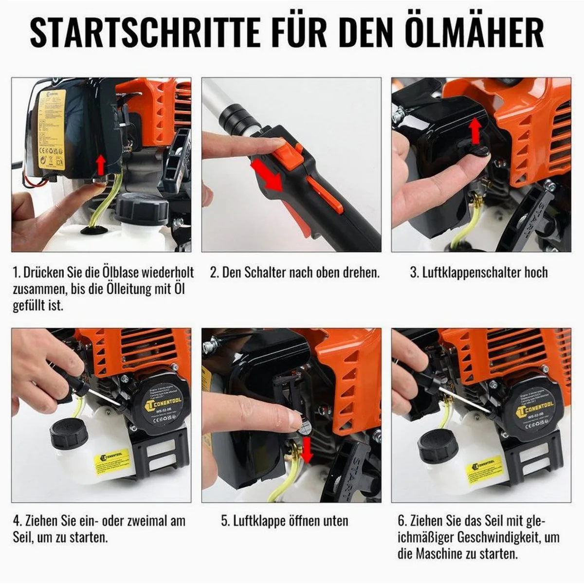 CONENTOOL Benzin-Motorsense 52 ccm, 2,5 kW Leistung, vielseitig einsetzbar 5