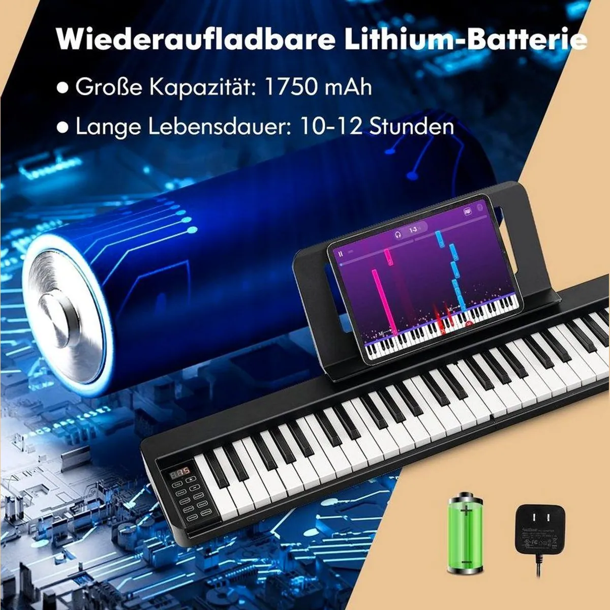 COSTWAY Digitalpiano 61 Tasten, Halbgewichtete Tasten & Multifunktionale Schnittstelle 4