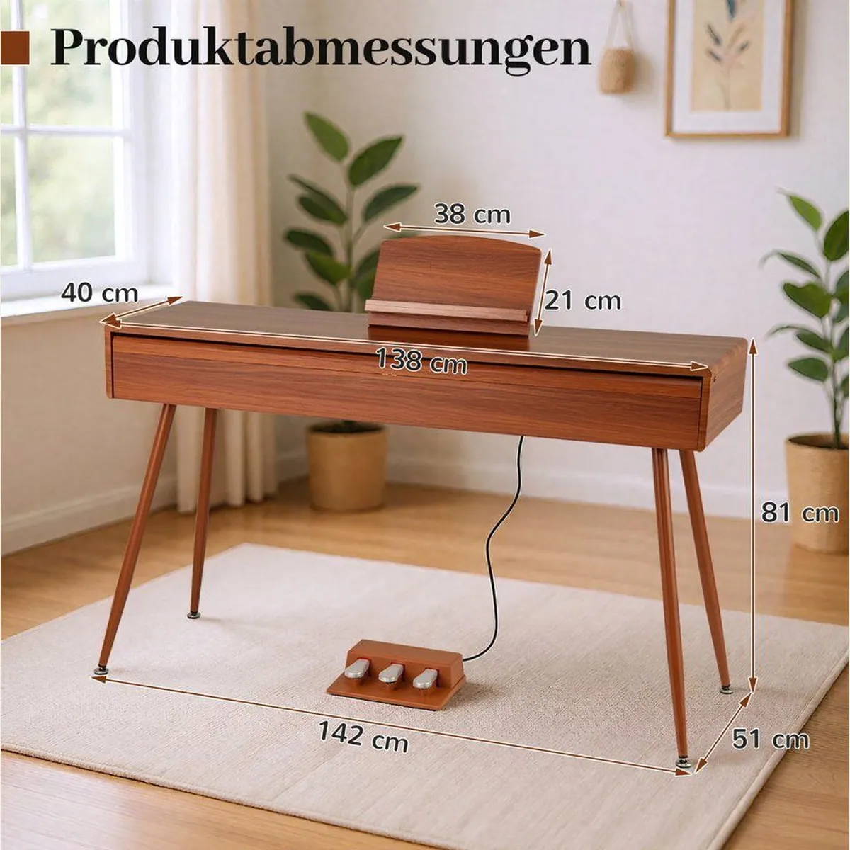 COSTWAY Digitalpiano, 88 gewichtete Tasten, umfangreiche Klangauswahl — ideal für Anfänger 3