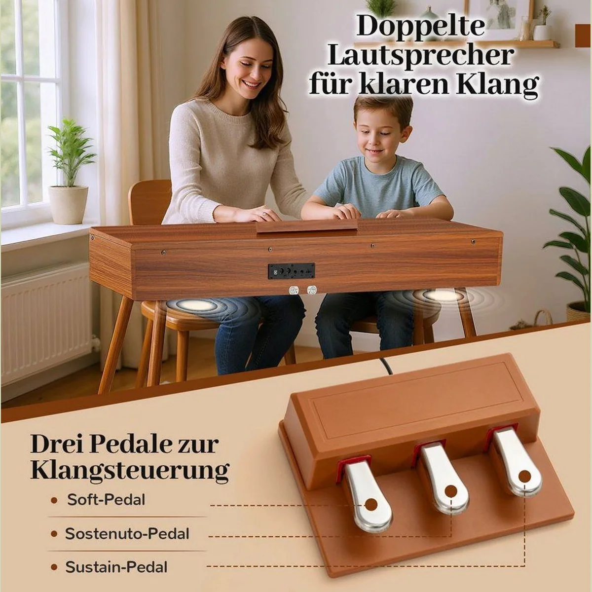 COSTWAY Digitalpiano, 88 gewichtete Tasten, umfangreiche Klangauswahl — ideal für Anfänger 5