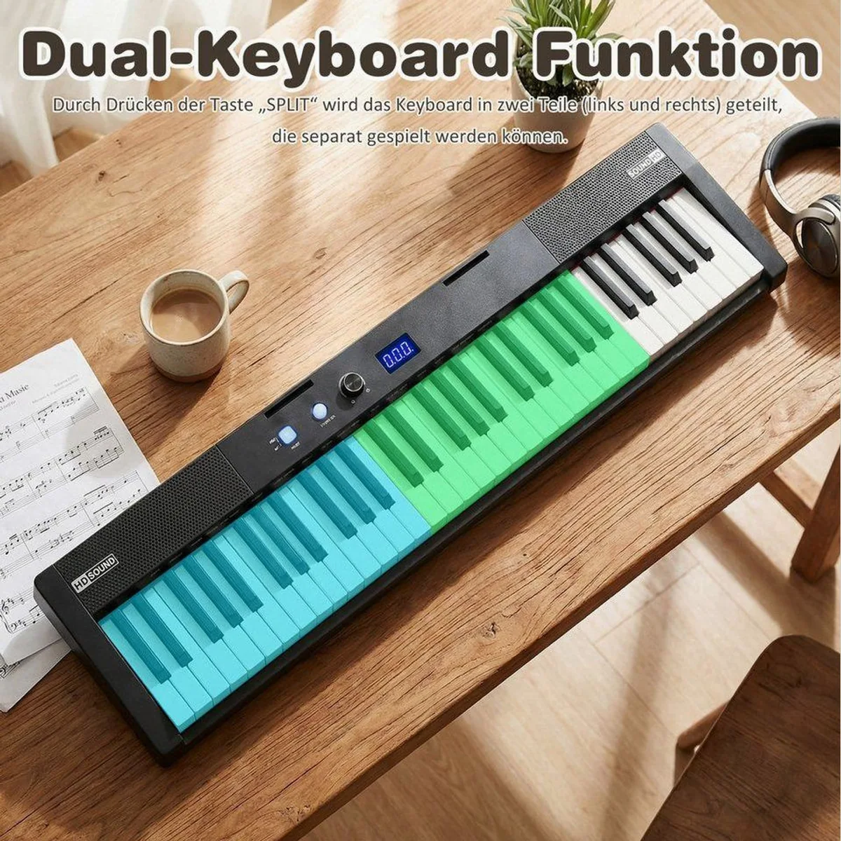 COSTWAY 61-Tasten E-Piano, inklusive Ständer und Hocker, ideal für Anfänger 2