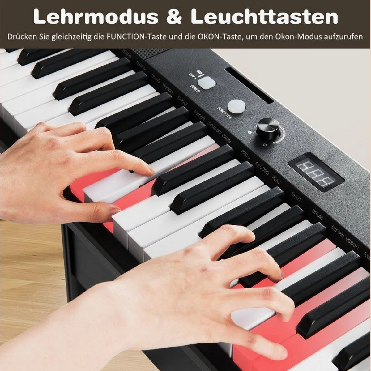 COSTWAY 61-Tasten E-Piano, inklusive Ständer und Hocker, ideal für Anfänger 5