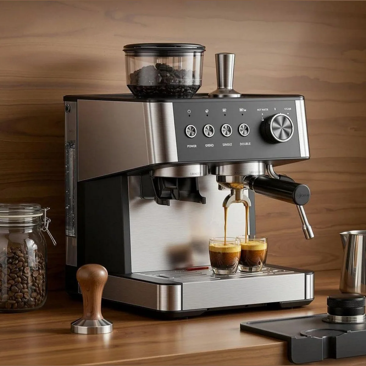 COWSAR Espressomaschine mit Mahlwerk, 15 Bar Druck, 30 Mahlgrade 2