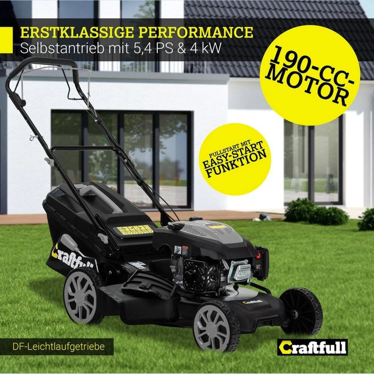 Craftfull CR-196-30 Benzinrasenmäher, 6 PS, 53 cm Schnittbreite, 5in1 Funktionen 3