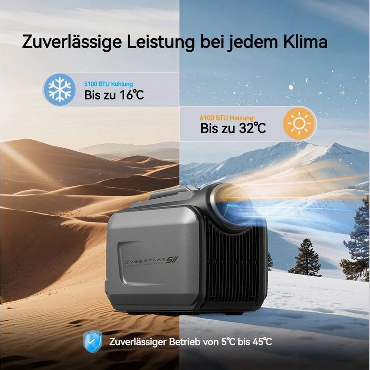CYBERTAKE S2 Pro Outdoor-Klimaanlage, 4-in-1, 5100 BTU Kühlung, 6100 BTU Heizung 3