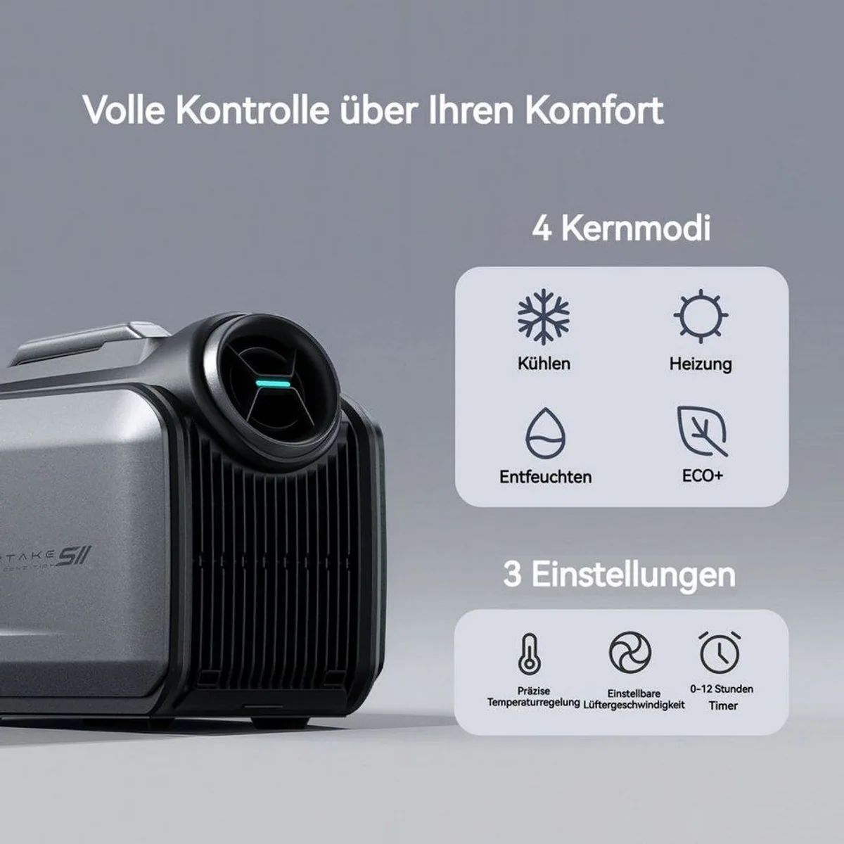 CYBERTAKE S2 Pro Outdoor-Klimaanlage, 4-in-1, 5100 BTU Kühlung, 6100 BTU Heizung 4