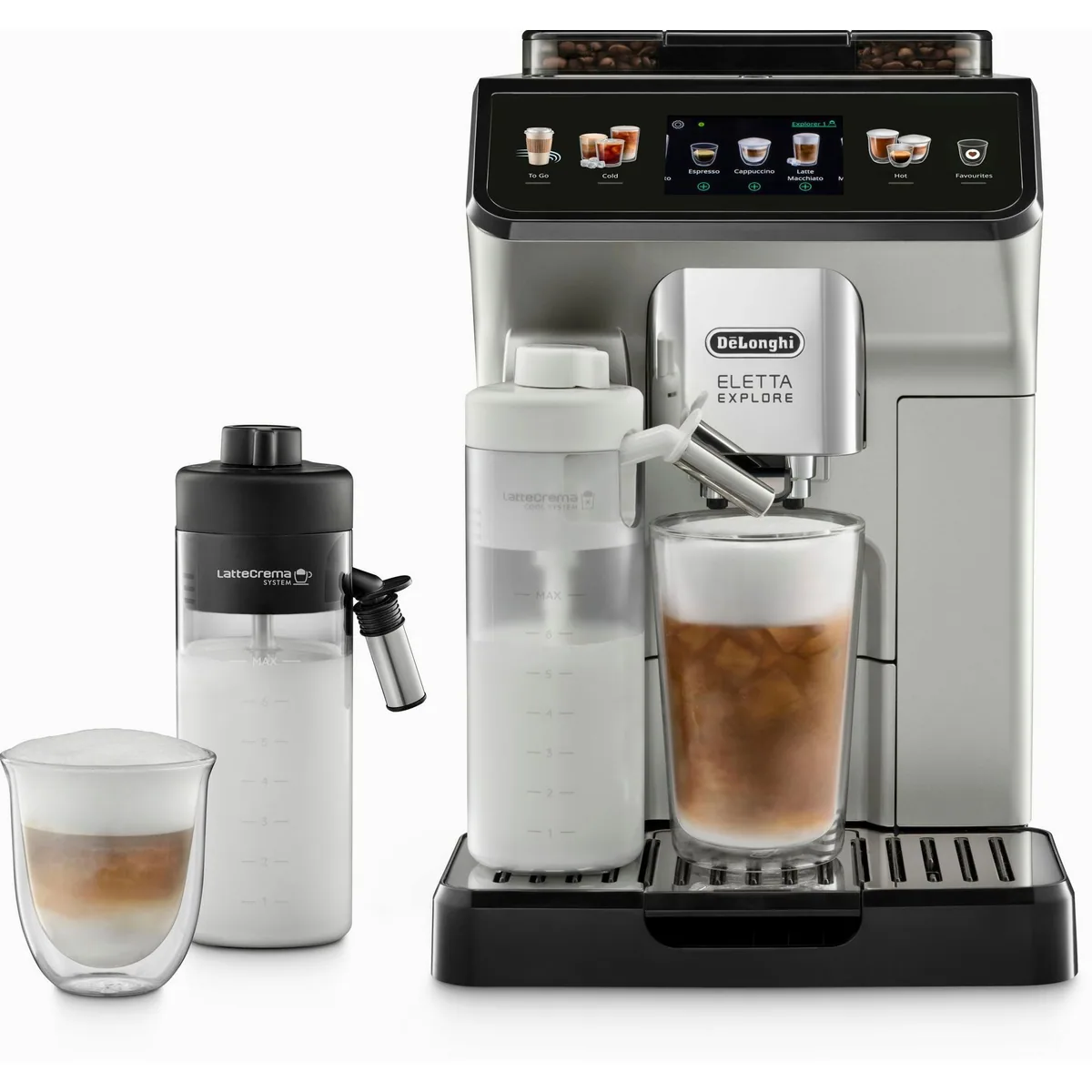 De'Longhi Eletta Explore ECAM450.55.S, 40 Rezepte, LatteCrema Cool, 3,5" Touch-Display